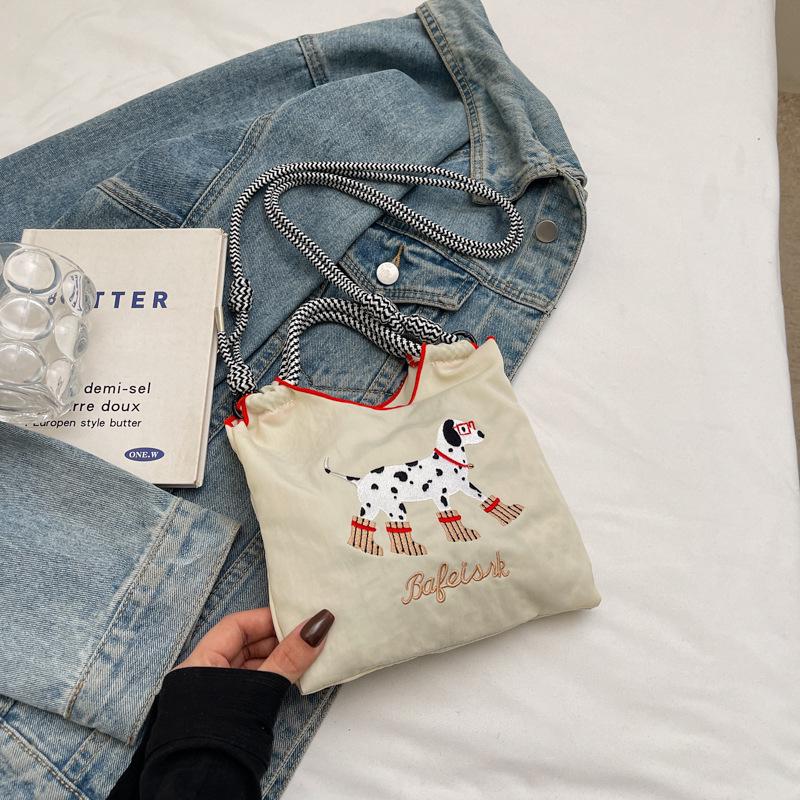 Stylish Dachshund Embroidered Nylon Crossbody Bag for Women - Autumn/Winter 2024 Collection