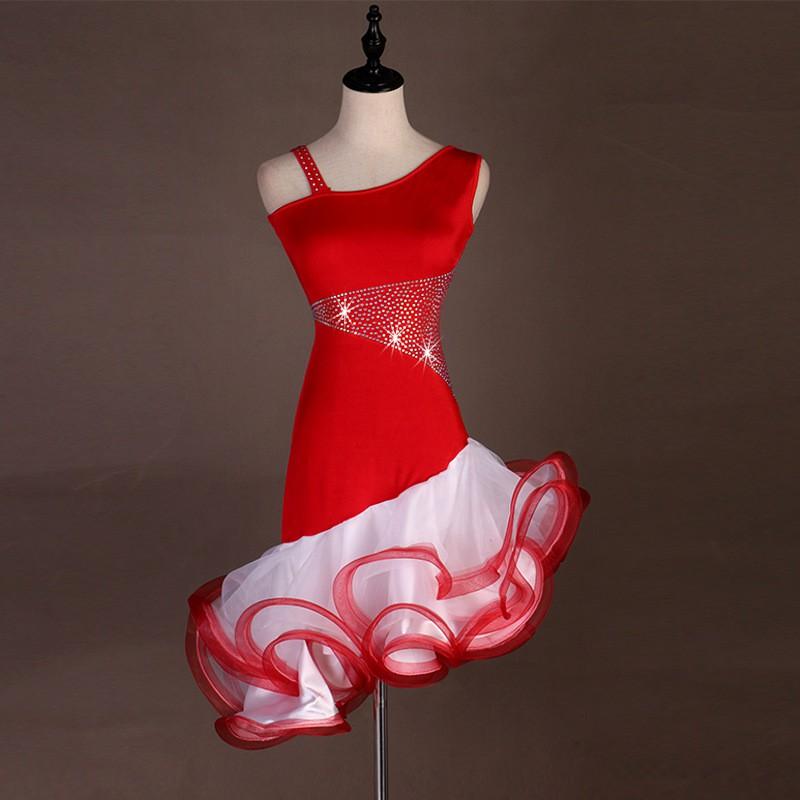 Elegant Latin Dance Performance Dress Rumba Bullfight Samba Cha With Flared Skirt Women Stage Costume