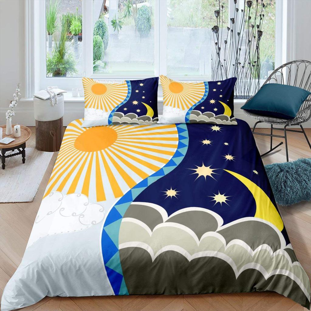 Japanese Style King Queen Duvet Cover Koi Fish Cherry Bedding Set Ukiyo-E Geisha Quilt Cover Sun Crane Polyester Comforter Cover