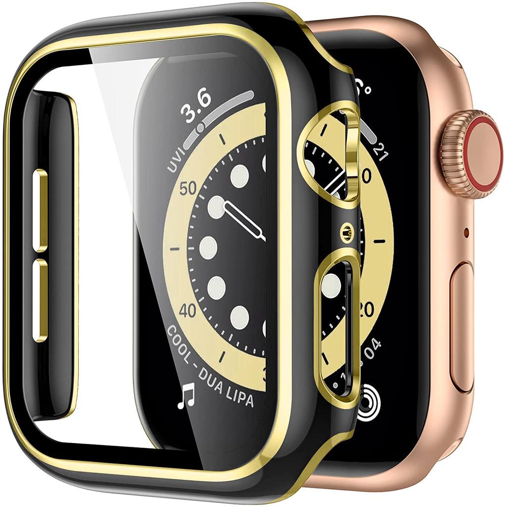 Glass+Cover For Apple watch series 8 7 3 4 5 6 SE 45mm 41mm Tempered Glass Screen Protector Apple Watch case 44mm 40mm 42mm 38mm