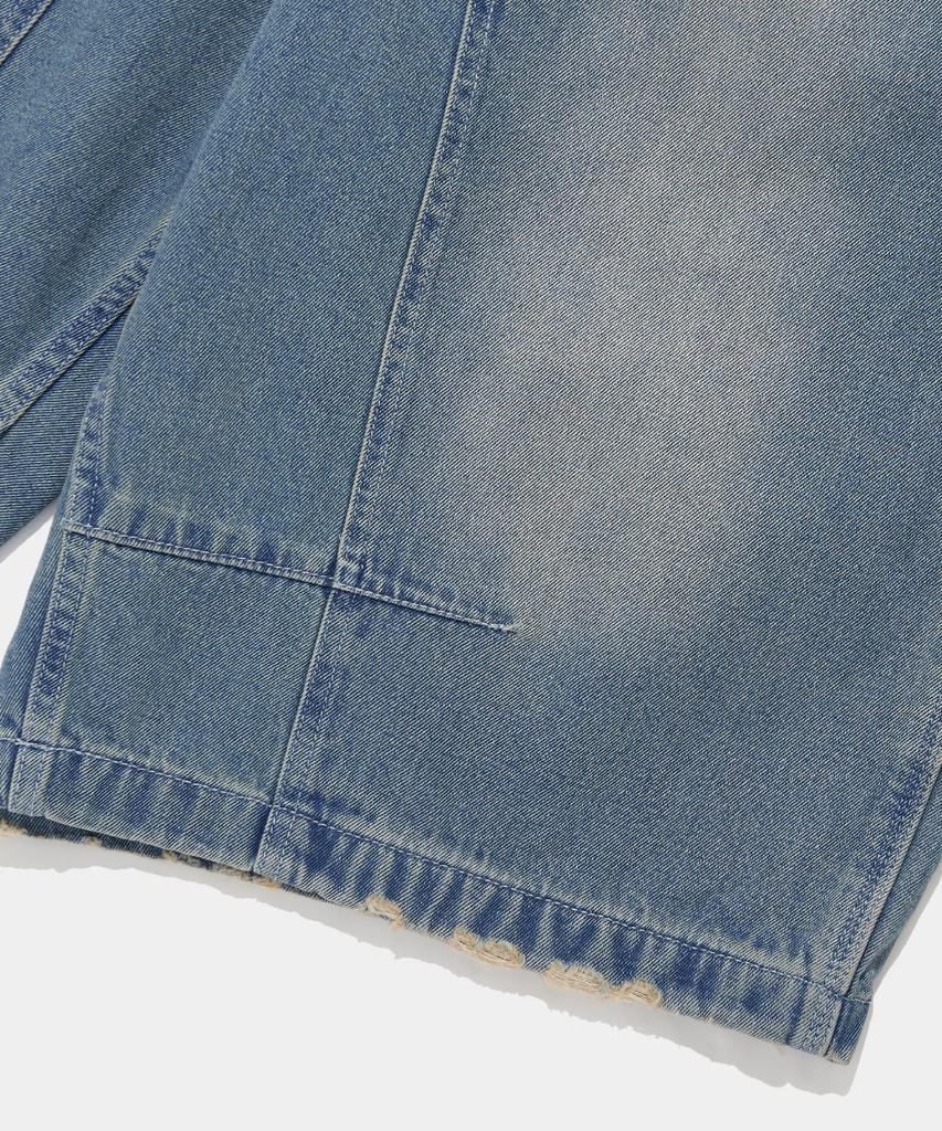 COLUMBIA UNIVERSITY Utility Double-Knee Denim Bermuda Shorts Pants_Light Jean