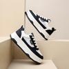 2024 New Leather Women's Black  White Casual Woman Vulcanize Sneakers Breathable Sport Walking Running Platform Flats Shoes