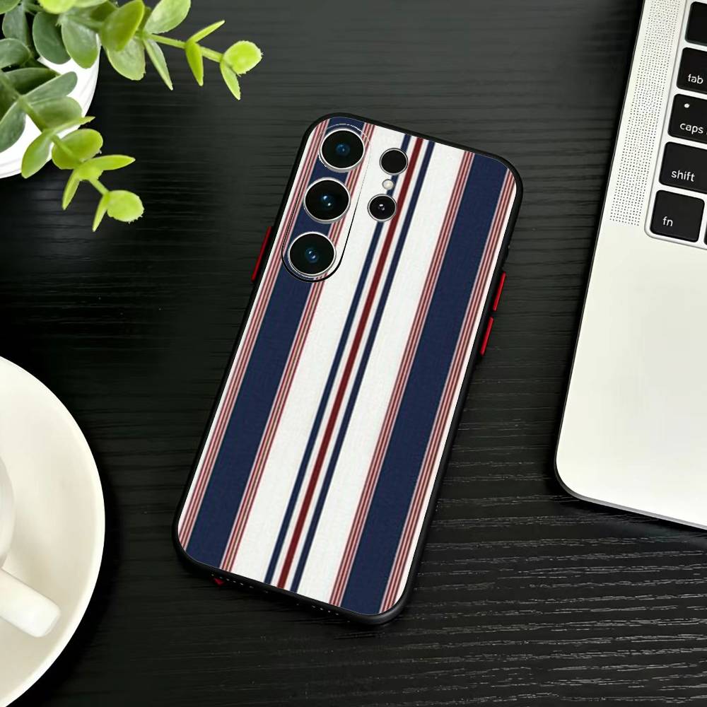 Бордовый с белой полоской Чехол для телефона Для Samsung S26,S25,S24,S23,S22,S30,S21,Ultra,Plus,FE 5G Черный Мягкий чехол