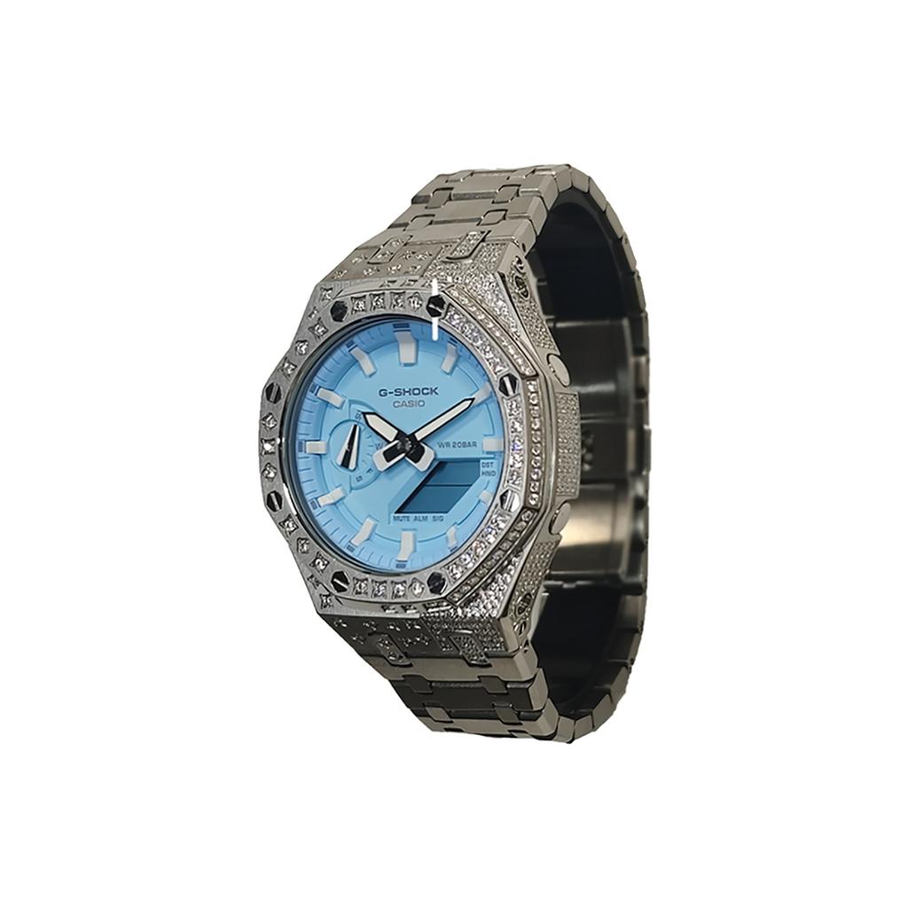 Casio Мужские часы Casio G-Shock GA-2100-2A2 Серия с аналоговым и цифровым дисплеем Синие(Watch3--)