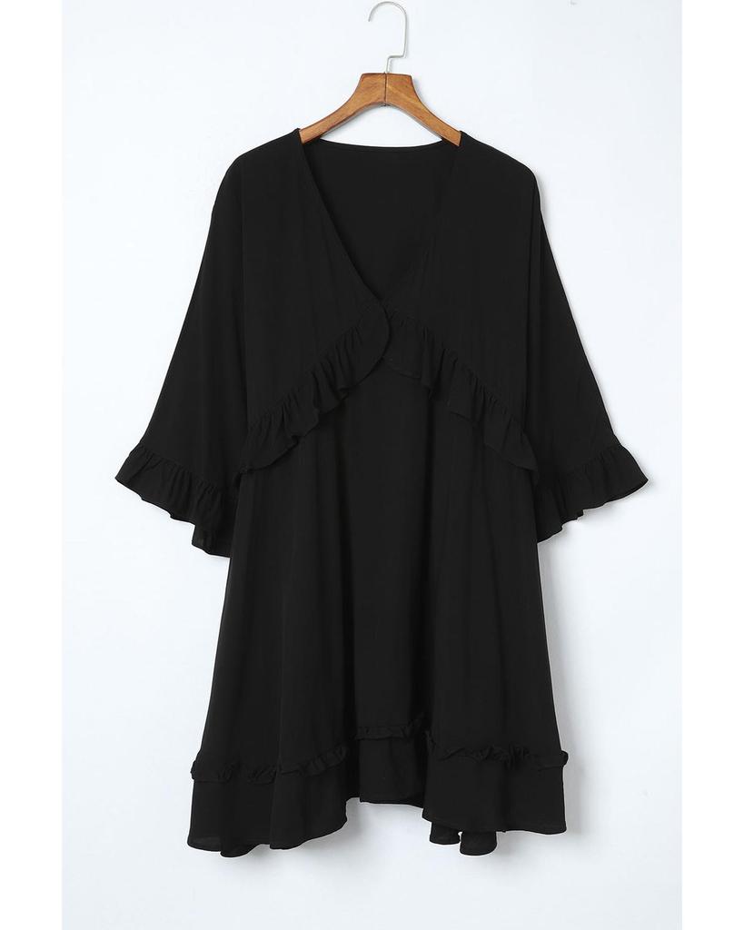Azura Exchange Ruffled Sleeve V Neck Babydoll Mini Dress