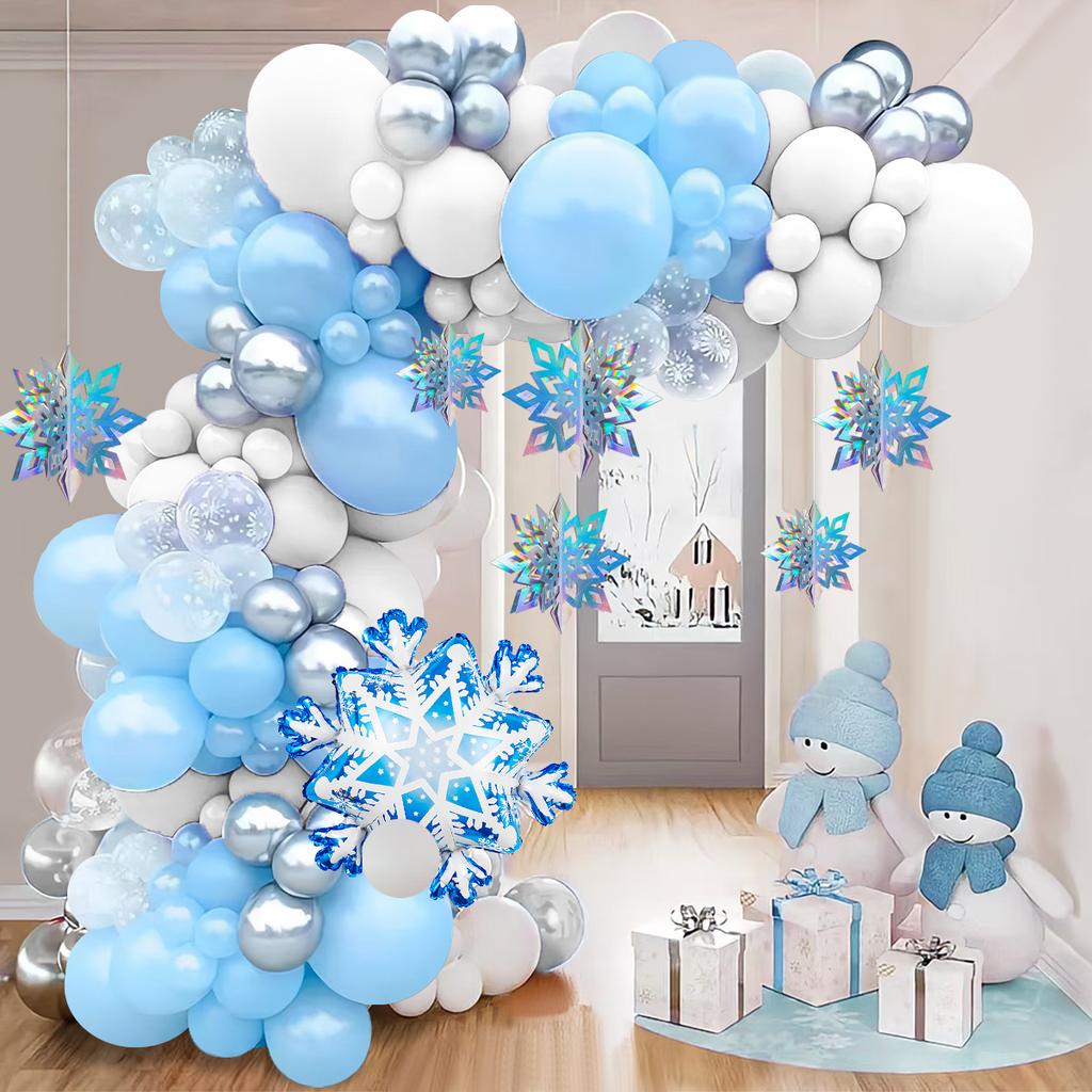 107 шт. комплект для гирлянды из воздушных шаров «Холодное сердце», воздушные шары «Снежинки», разноцветные украшения в виде снежинок, рождественская вечеринка, праздничная вечеринка