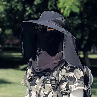 Уличная солнцезащитная шляпа, дышащая, с защитой от УФ-излучения, для шеи и лица, рыболовная кепка с широкими полями и съемным солнцезащитным козырьком, шляпа для походов и кемпинга.