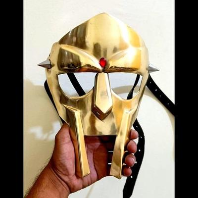 MF Doom Mask, маска гладиатора для взрослых, латунь с золотой отделкой, средневековый костюм на Хэллоуин