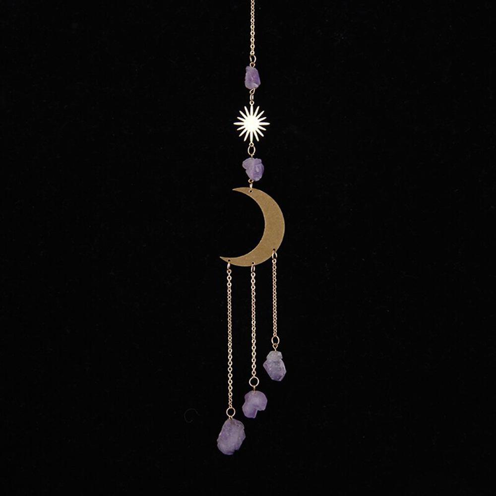 Natural Crystal Original Stone Amethyst Wind Chime Pendant 1pc Handicraft Decorative Bell