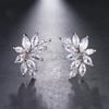 Elegant Copper Zircon Leaf Earrings - Luxury Evening Dress & Bridal Accessories
