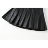 Girls Leather Skirt Black High Waist A-Line Pleated Skirt for Kids Fashion All-match Slim Teen Children Group Dance Skirt 3-16 Y