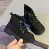 2024 Children Leather Shoes for Girl Boys Autumn Winter New Fashion Korean Style Soft Bottom Anti-slippery Versatile Short Boots