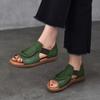 Simple Versatile Flat Sandals Genuine Leather Cowhide Hollowed Out Peep Toed Women's Shoes
