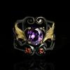 Black Gold Color Separation Ring European and N Diamond Encrusted Water Drop Pear Shaped Hollow Ring