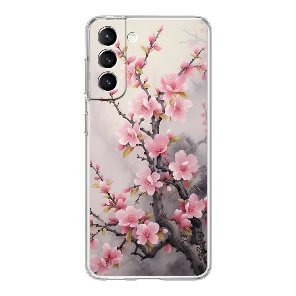 Чехол для телефона 'Цветущая вишня' для Samsung Galaxy S24 S23 S22 S20 Ultra S21 FE 5G S10 S9 Plus S10E S8 Мягкий силиконовый прозрачный чехол