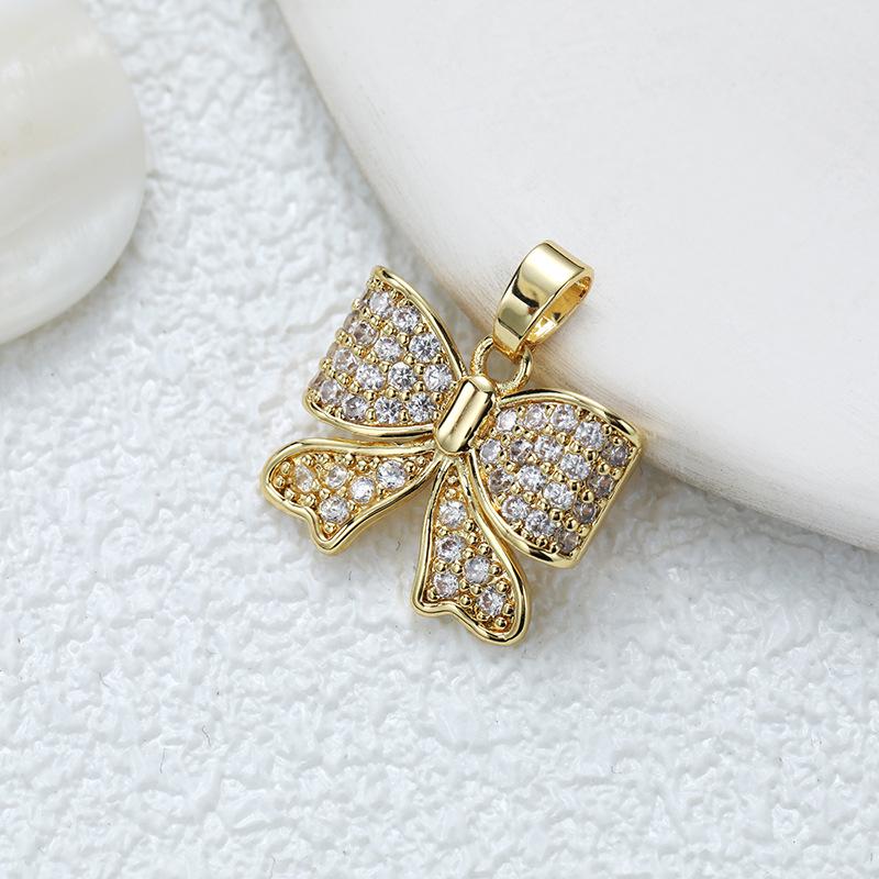 Подвеска-бабочка из позолоченной меди с цирконием для самостоятельного изготовления украшений