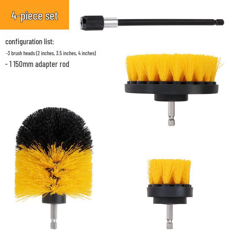 Electric Drill Cleaning Brush Set: Multi-Functional Brushes & Extension Rod for Tile, Kitchen, and Bathroom Cleaning