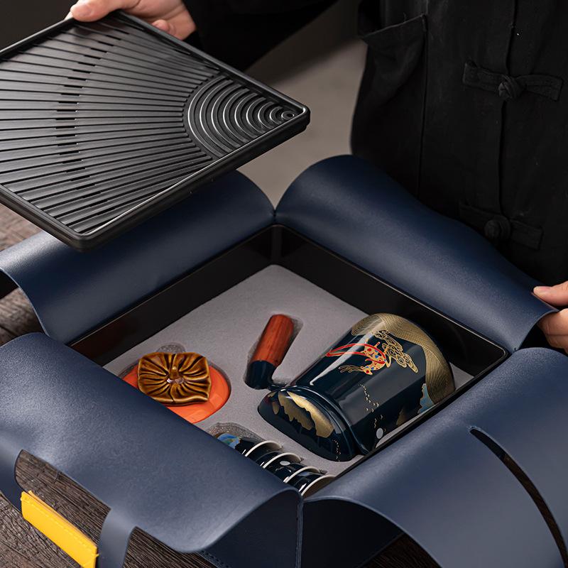 Походный чайный набор для путешествий, оборудование, керамическое заваривание чая, чаепитие, чашка Куайкэ, портативная сумка, походная чайная чашка, маленький набор