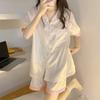 Fresh Romantic Pink and White Pajamas for Women Summer Cool Short Female Sleep Clothing Simple Style  New Fashion Lounge