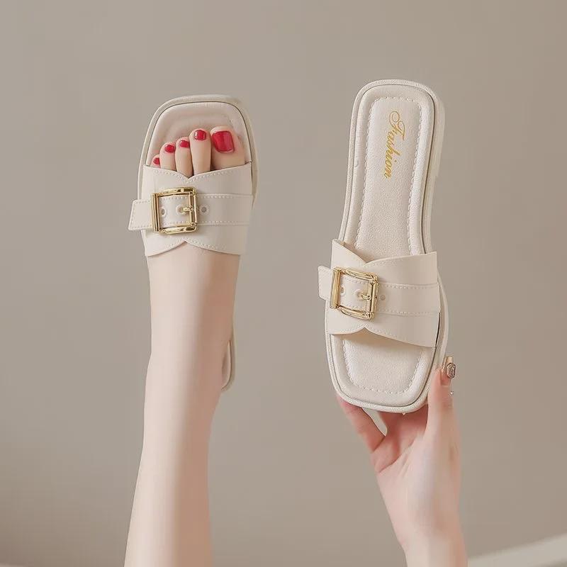 Женские сандалии с бантом Cross-Border: Стильные летние тапочки на плоской подошве для ношения на открытом воздухе