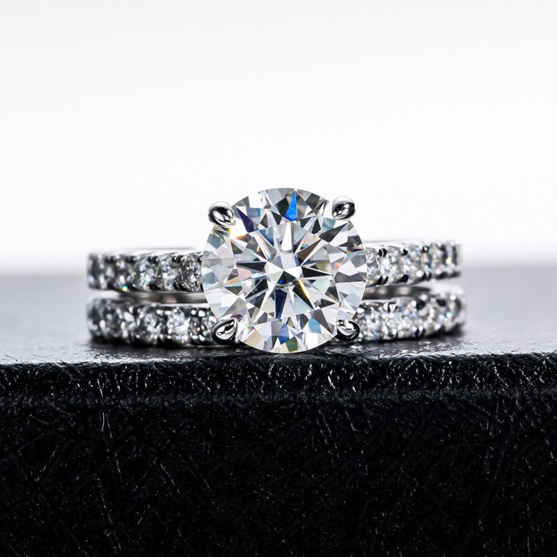 Bague Ringen Роскошное кольцо с муассанитом цвета D 3,0 карата, женские ювелирные изделия из стерлингового серебра 925 пробы с четырьмя когтями, свадебные комплекты для свадьбы