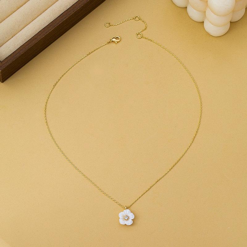 Sweet Mori flower shape zircon embellished necklace niche fashion design sense versatile temperament collarbone chain jewelry
