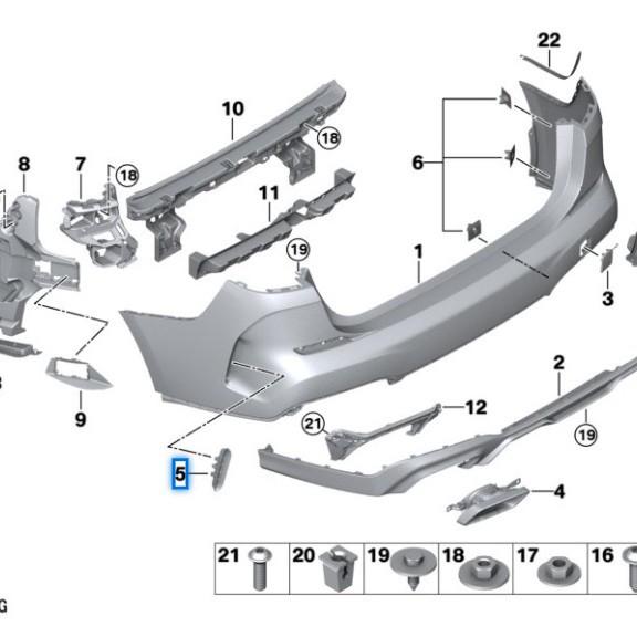 Накладка на задний бампер BMW 2 серии F44 - 51128075457/51128075458