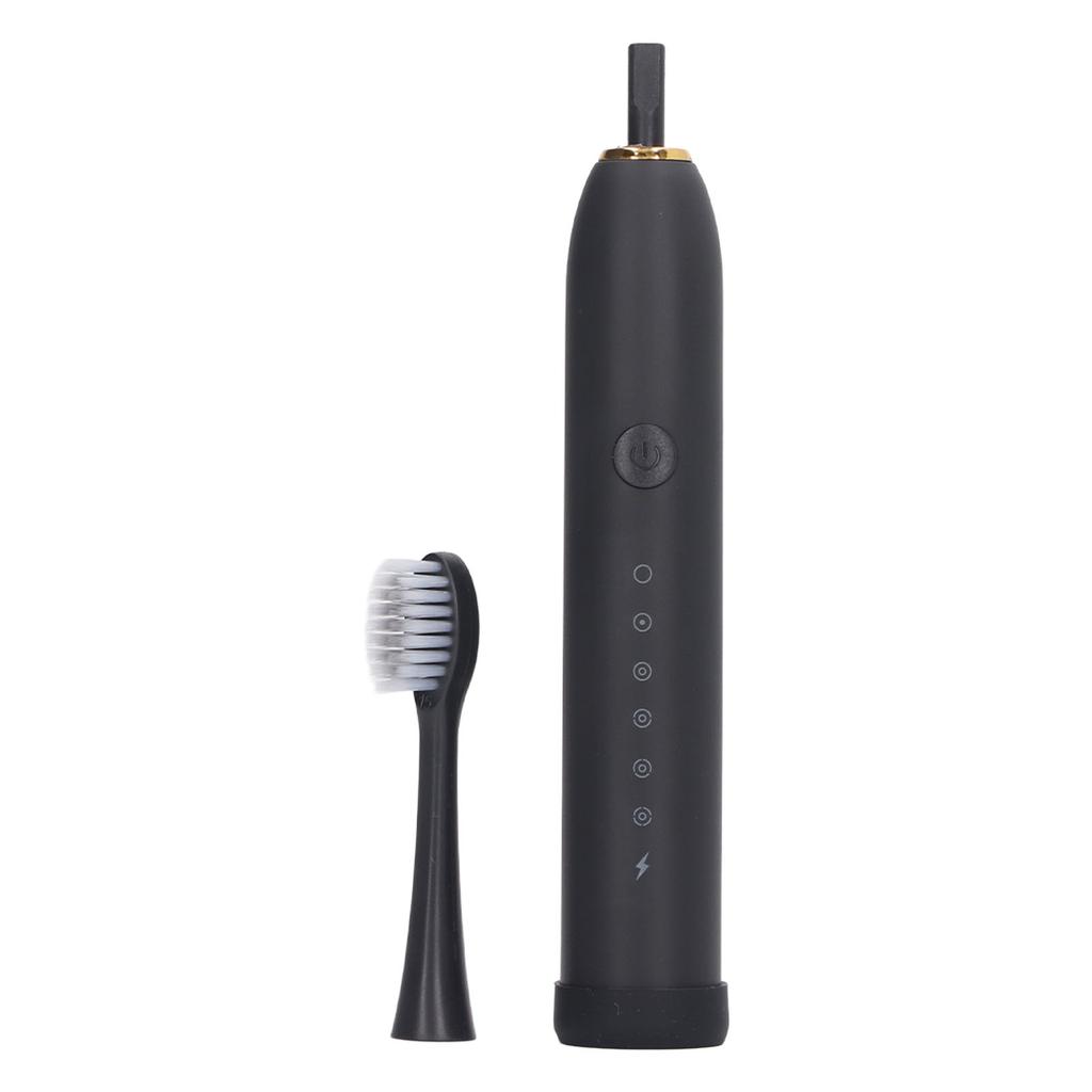 Electric Toothbrush IPX7 Waterproof 6 Modes Rechargeable Automatic Tooth Brush with 4 Heads Black