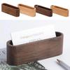 Wooden Business Card Holder Organizer Office Desk Name Card Display Stand with Pen Slot Memo Pad Cards Stand Card Holder
