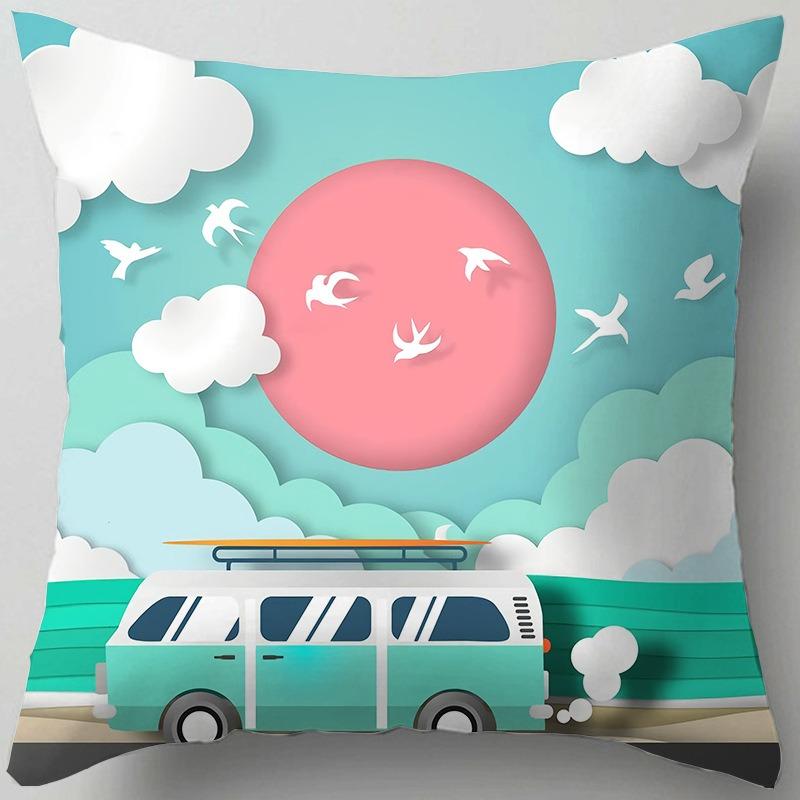 Outdoor Camping Scenery Doublesided Printed pillow cover Short plush Suitable living rooms bedrooms sofas throw cushion cover