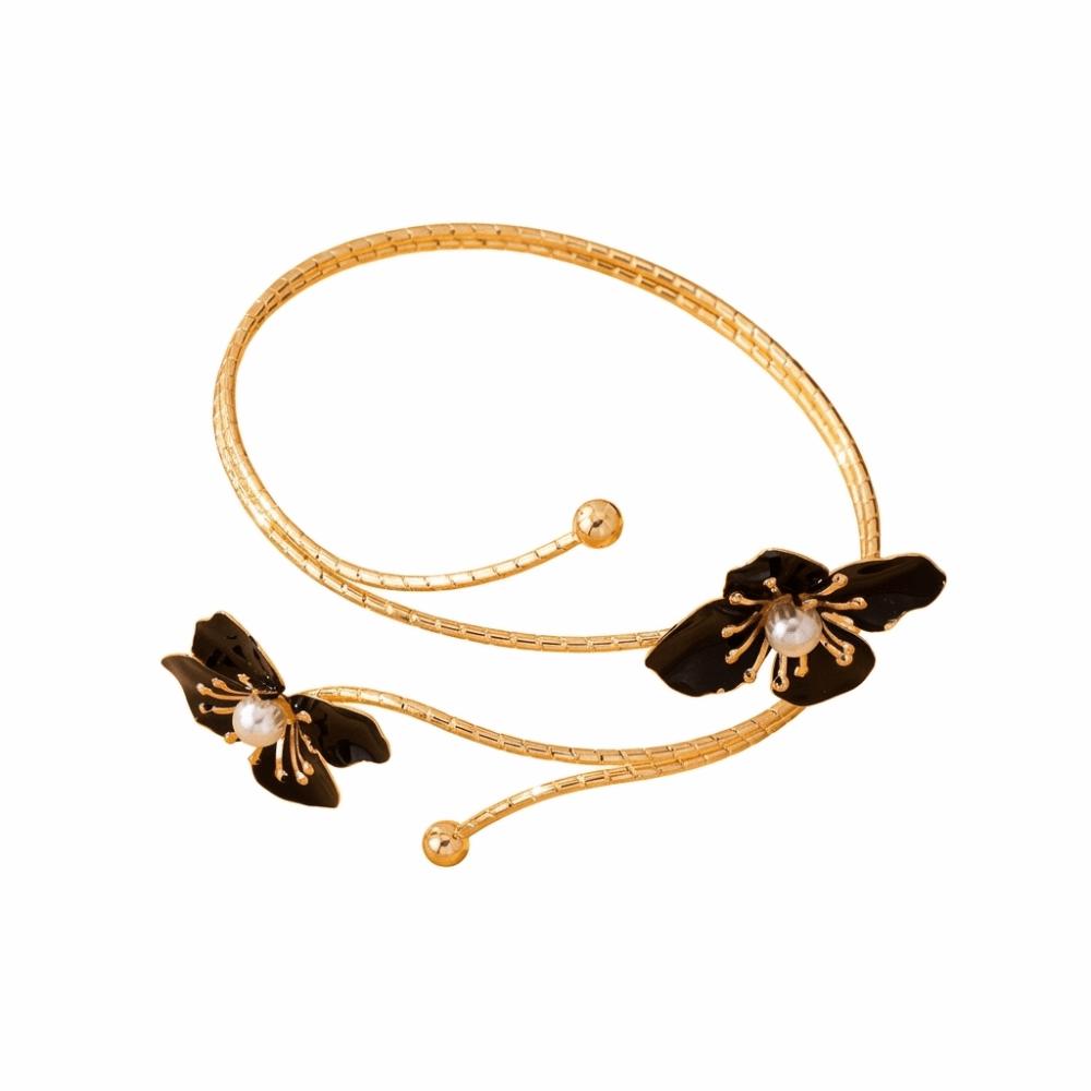 Bohemian Open Arm Bangle Drip Oil Armband Exquisite Flower Bracelet Hand Jewelry
