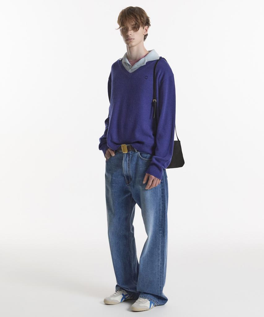 NOHANT Layered V-Neck Collar Knit Blue