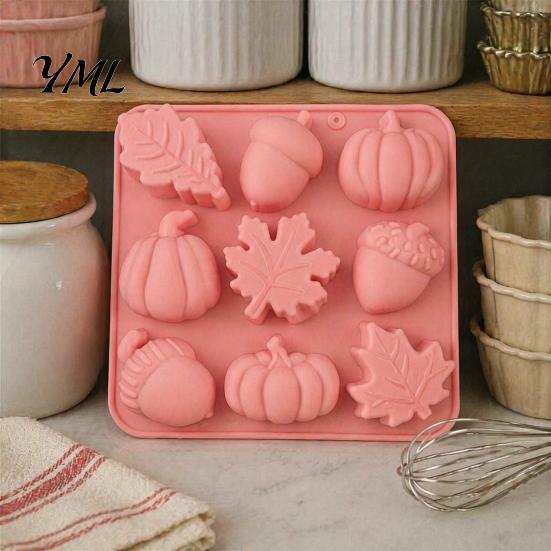 Kitchen Baking Supplies for Pastry DIY Pumpkin Leaf Maple Flower Silicone Mold, Candy Jelly Pudding Cake Flexible Molds Home Soap Candle Tray,