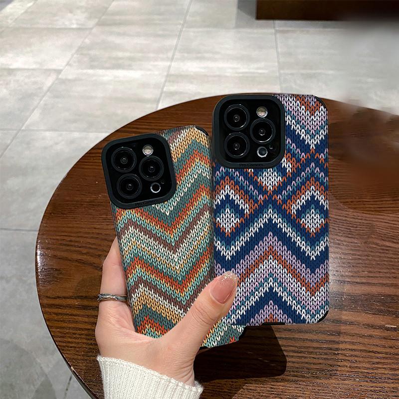 Vertical Grain Leather Fashion Soft Silicone Phone Case Back Cover with Camera Lens Full Protection for iPhone