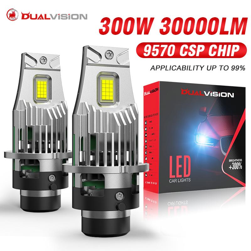 2 шт. Светодиодные фары D2S D4S CANBUS HID D2R D4R Turbo LED 30000 лм 300 Вт Двусторонние 30 шт. Чип CSP 6000K Plug And Play Автомобильная лампа Ксенон