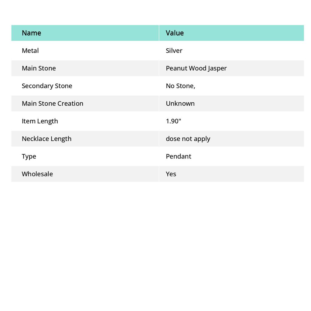 Дерево арахиса Яшма Драгоценный камень Ручная работа Рождественский подарок Ювелирное изделие Кулон 1,9" f9H80