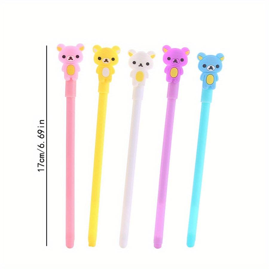 Back To School Season 10pcs 0.5mm Creative Patch Silicone Bear Gel Pen Cartoon Animal Shape Water Pen Cute Learning Stationery Office Signature Pen