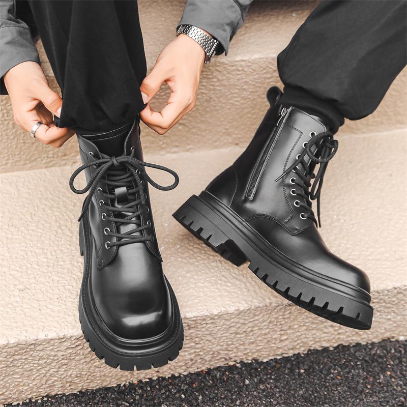 Ботинки Martin мужские 2024 новые короткие ботинки с толстой подошвой, мужские кожаные ботинки с большим носком в британском стиле 2848-J