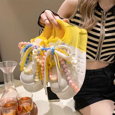 Модные женские туфли на толстой подошве в виде бисквитного торта с толстой подошвой 2024 года, новые модные туфли на толстой подошве светлого цвета с уродливой большой головой, спортивная обувь