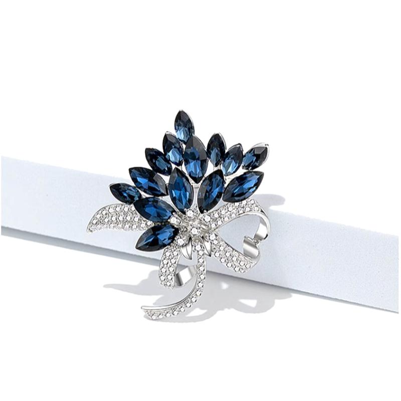 Элегантные модные инкрустированные синие броши-букеты для женщин, одежда, украшения, аксессуары для платьев