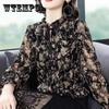 Long Sleeve Chiffon Shirt Women's Floral Loose Top Thin Lace Bottoming Shirt Tops Casual Breathable Fabric