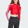 adidas Укороченный топ с длинными рукавами и высоким воротником Originals, 3 полоски, женские топы, красные IR8132