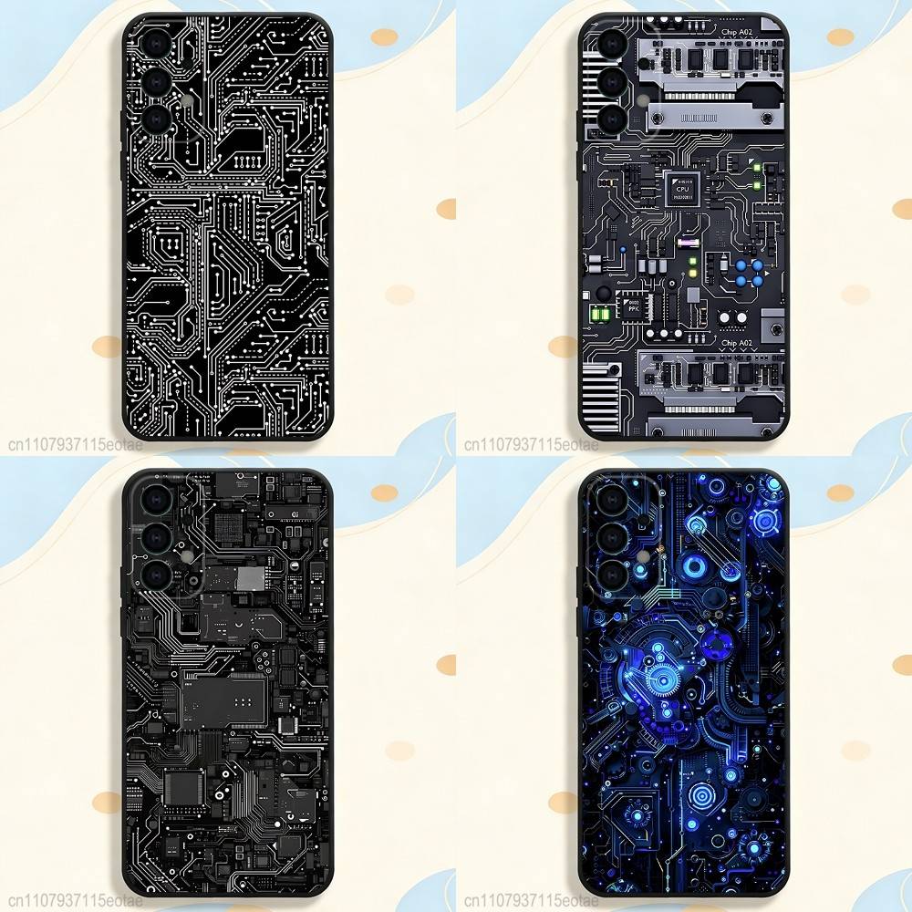 Чехол для телефона с рисунком под печатную плату Для Samsung S25,S26,S24,S21,S22,S23,S30,Ultra,S20,Plus,Fe,Lite,5G Черный