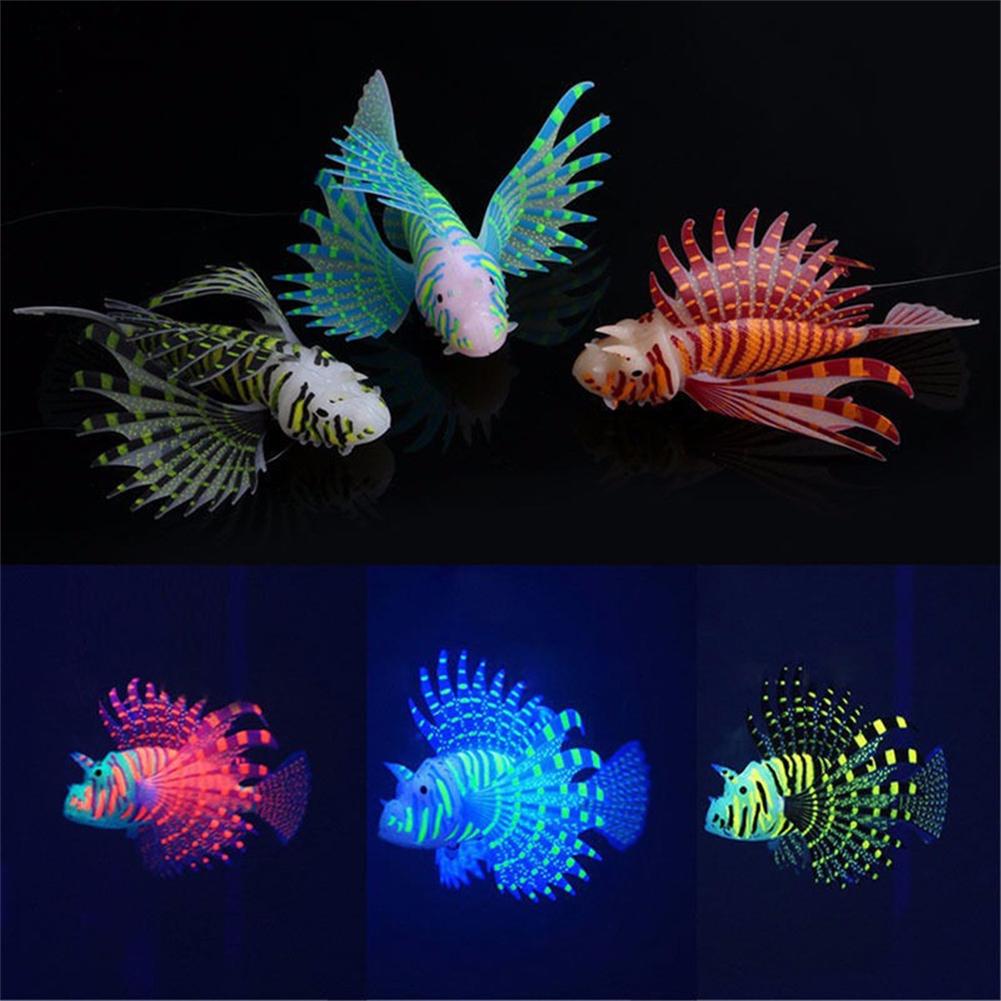 Fish Bowl Aquarium Fake Fish Decoration Floating Silicone Luminous Ornamental Fake Fish Fluorescent Simulation Color Lionfish Ornaments