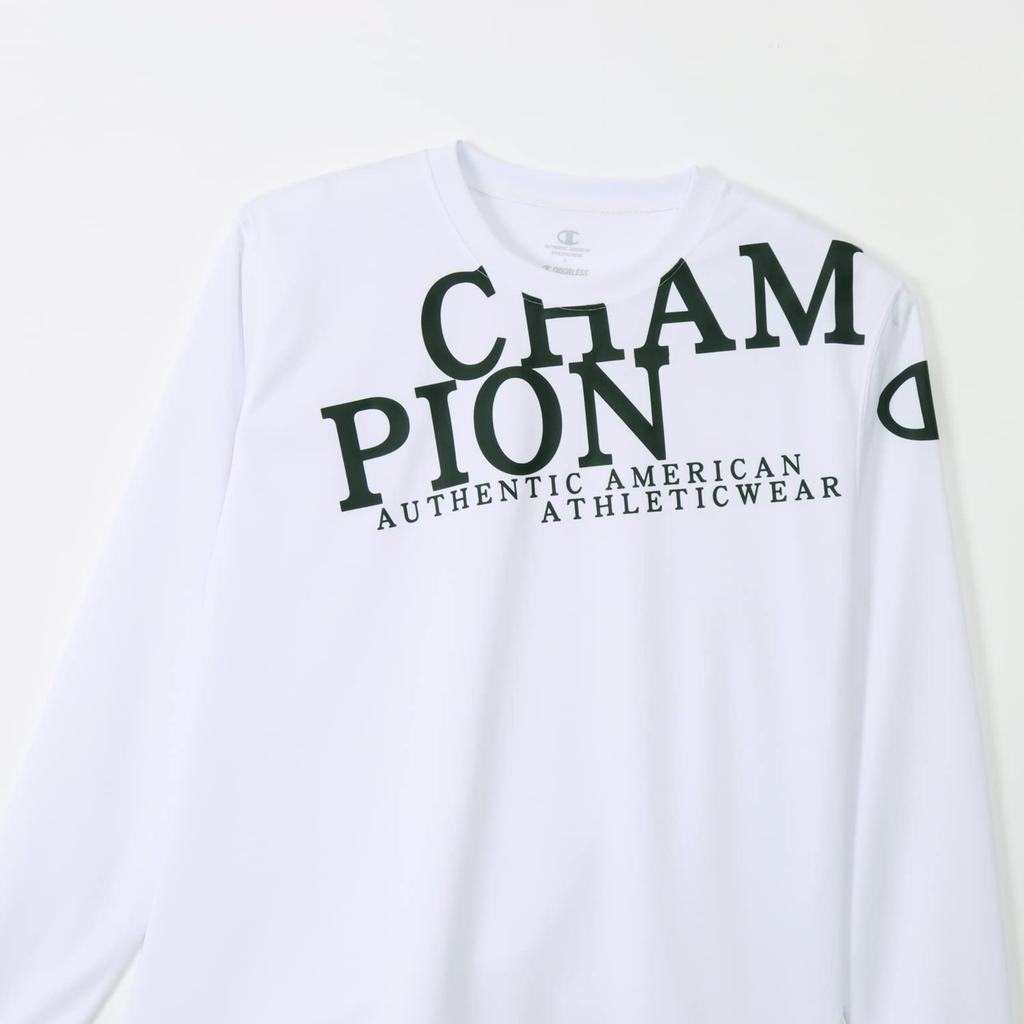 Длинная круглая антибактериальная и непромокаемая футболка с длинным рукавом, белая [Champion], рукав, горловина, устойчивая, высыхающая, логотип, футболка, волейбол,