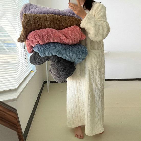 Women's Flannel Nightgown Fuzzy Fleece Sleepdress Loose Crew Neck Long Nightdress with Pockets Cozy Plush Warm Winter Pullover Loungewear
