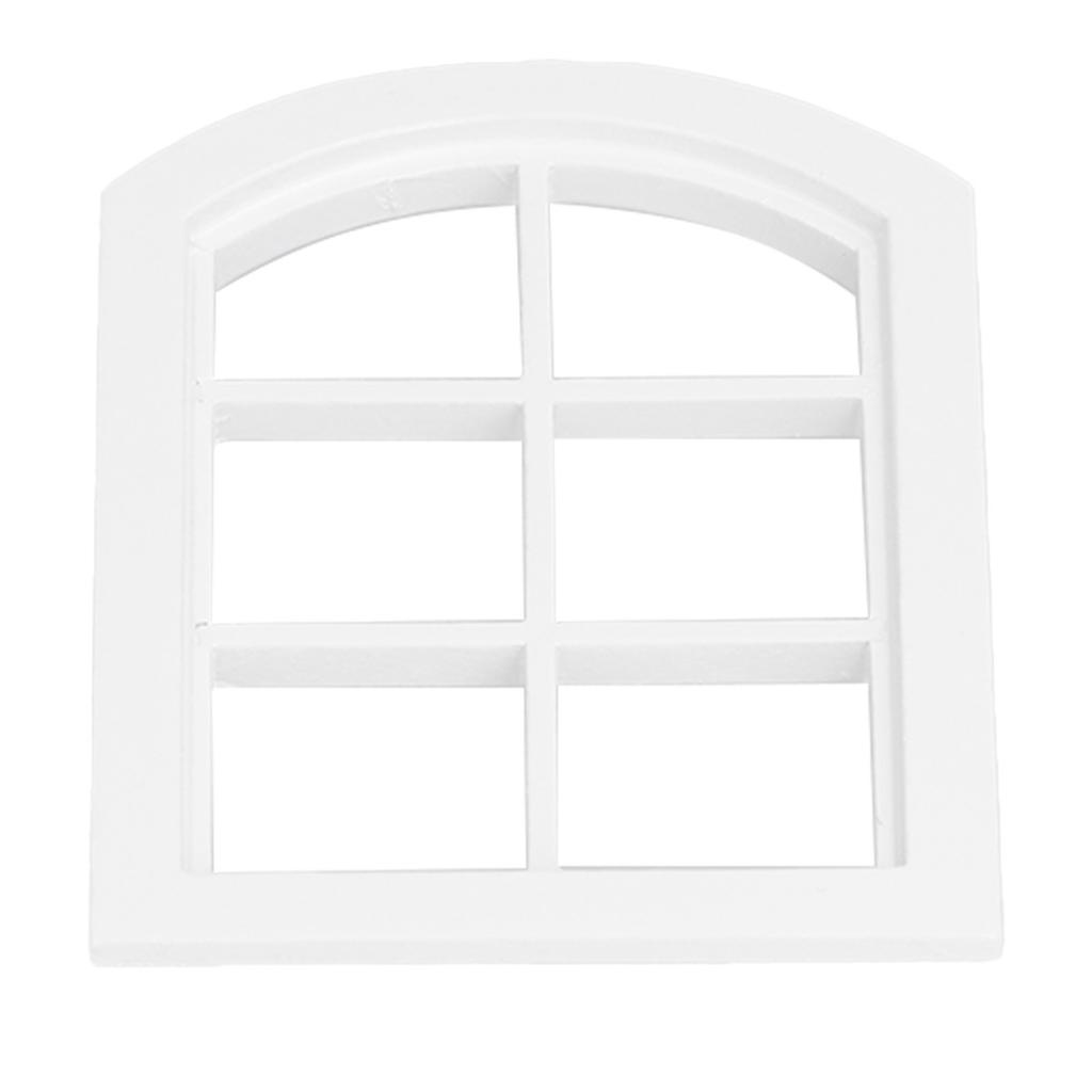 Dollhouse Windows Mini Miniature Dollhouse Arched Window Furnishings with 6 PanesWhite