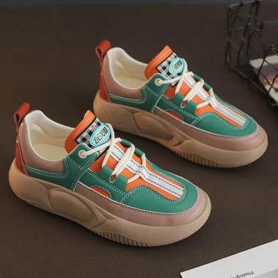 Модные женские кроссовки Толстая подошва Спортивная обувь женская Кожаная верхняя женская обувь для бега Новые женские кроссовки zapatillas de deporte tenis