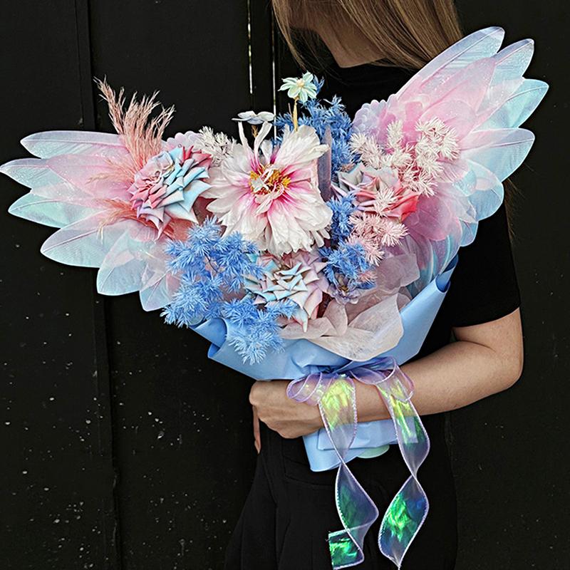10 наборов крыльев для букета цветов своими руками, упаковочный материал «Небо и птицы», 5 цветов