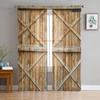 Wooden Door Stone Wall Shabby Retro Tulle Curtains for Living Room Decoration Modern Chiffon Sheer Voile Kitchen Bedroom Curtain